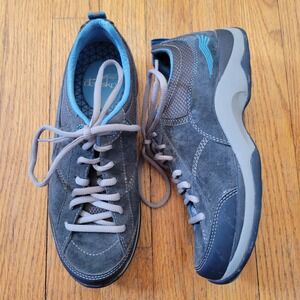 Dansko 6.5 7 Walking Shoes Grey Blue Suede Leather Lace Up Sneakers 37 SABRINA